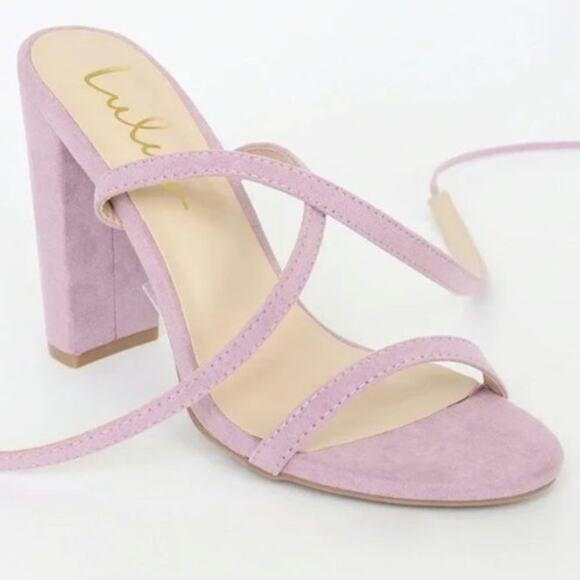 Lulus Dusty Lilac Purple Suede Lace-up wrap 4" Heel Formal Pumps Shoe Size 8.5 - Picture 2 of 11